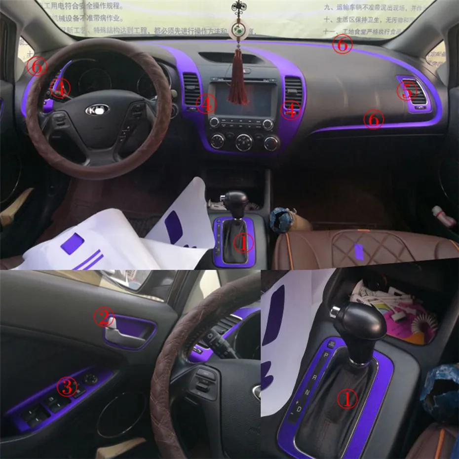 Para Kia K3 2012-2018 Interior Central Painel de Controle Paniador de Porta 3D / 5dCarbon Fibra Adesivos Decalques Car Styling Accessorie