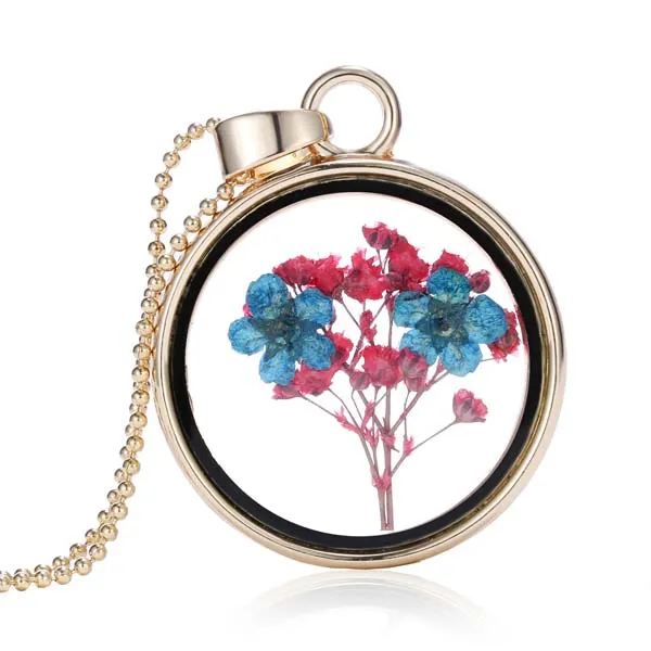 Style occidental pour les femmes bijoux de mode cercle cristal verre sec fleur glisser pendentif collier S311