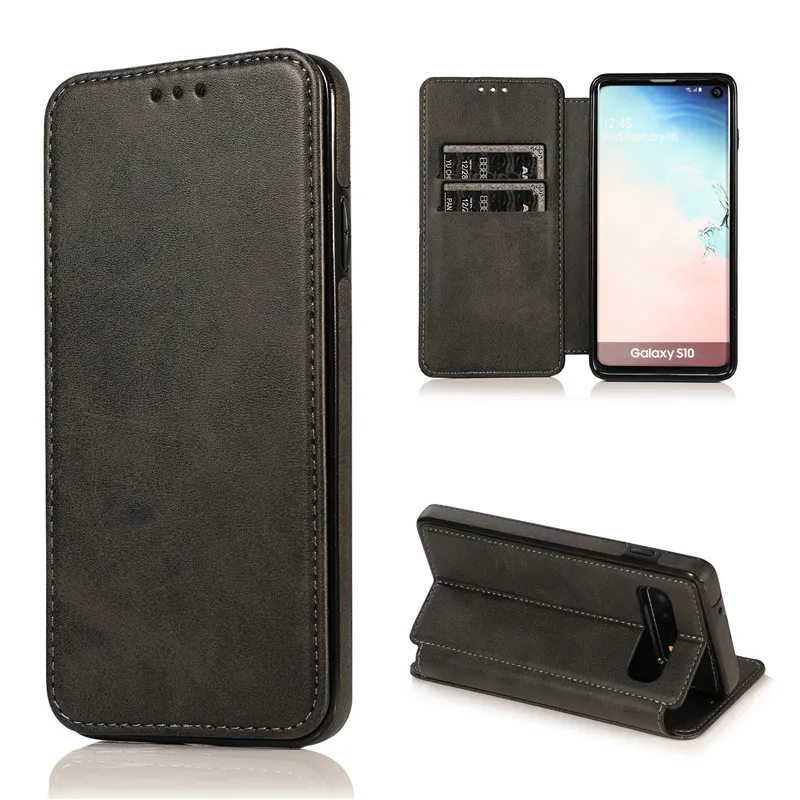 Étui portefeuille magnétique de luxe en cuir PU, support de téléphone portable, housse en TPU souple, fente pour carte de crédit, pour S10 S10E S10Plus Huawei P30 Pro Lite