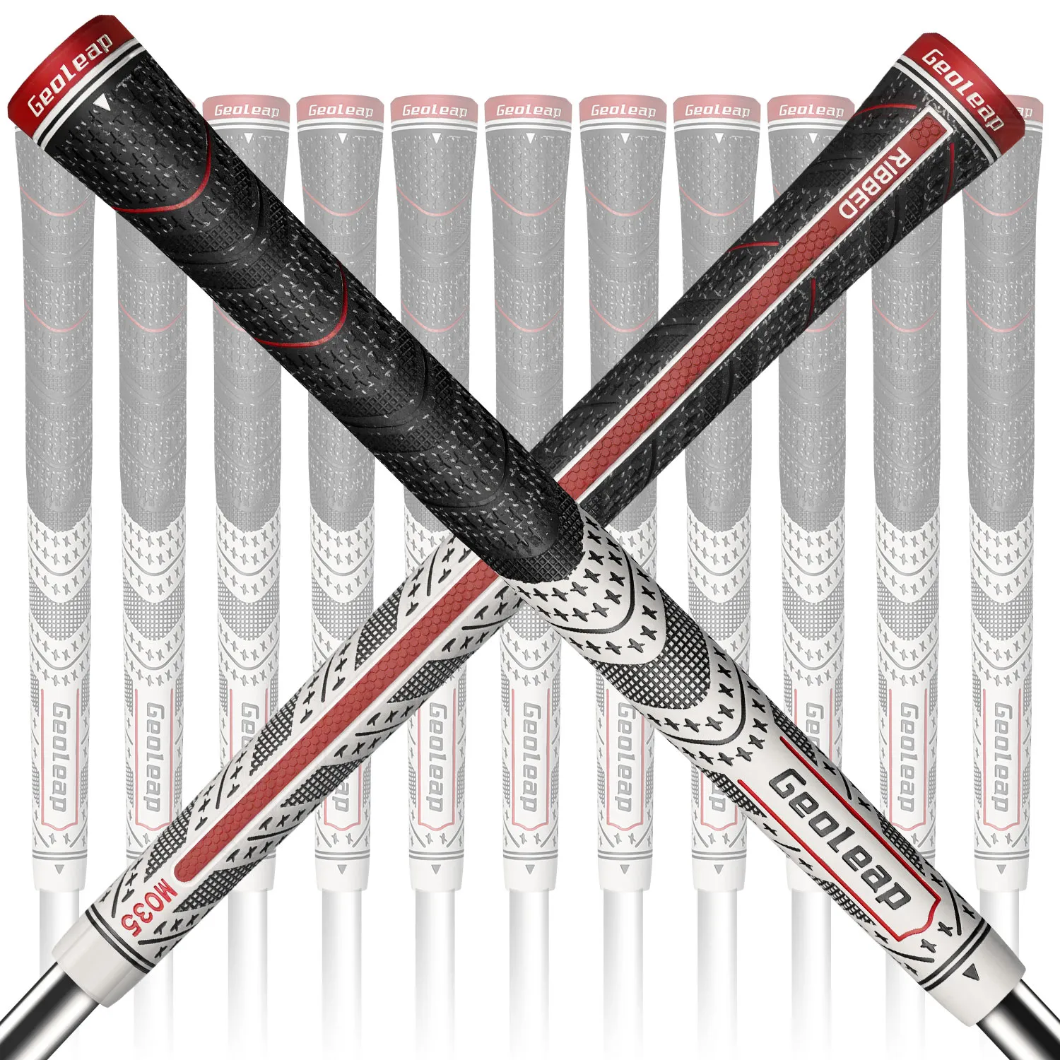 Geoleap Golf Grips Back Rib Multi Compound Rubber and Cord Hybrid Golf Club Grips Standard/Mdisize, 5 couleurs en option.