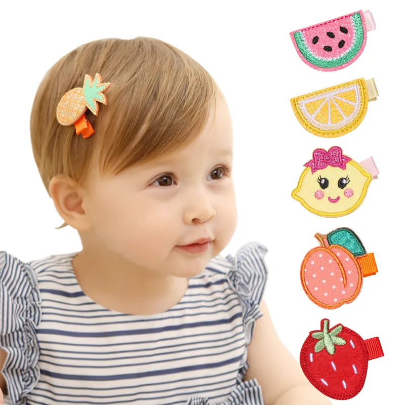 Belle Fille Fruits Broderie Épingles À Cheveux Enfants Pastèque Fraise Ananas Cerise Citron Pêche Cheveux Griffes Pince À Cheveux Chapeaux Enfants Cadeau