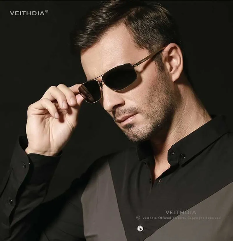 Veithdia marca polarizado homens vintage óculos de sol frame de alumínio óculos de sol homens óculos de óculos óculos acessórios para homens 2458 CX200704