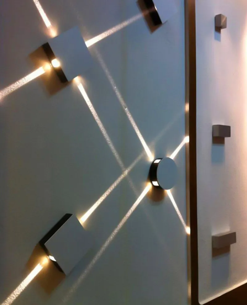 Semplice e moderno progetto alberghiero creativo KTV quadrato rotondo bianco freddo LED lampade da parete in alluminio lampada con effetti di illuminazione per interni