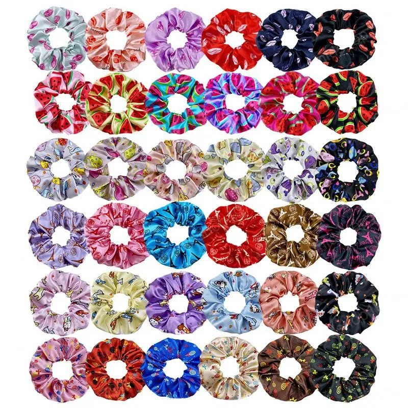 36Color printing women scrunchies fashion women hair scrunchies girls hairbands hair accessories for women designer head bands