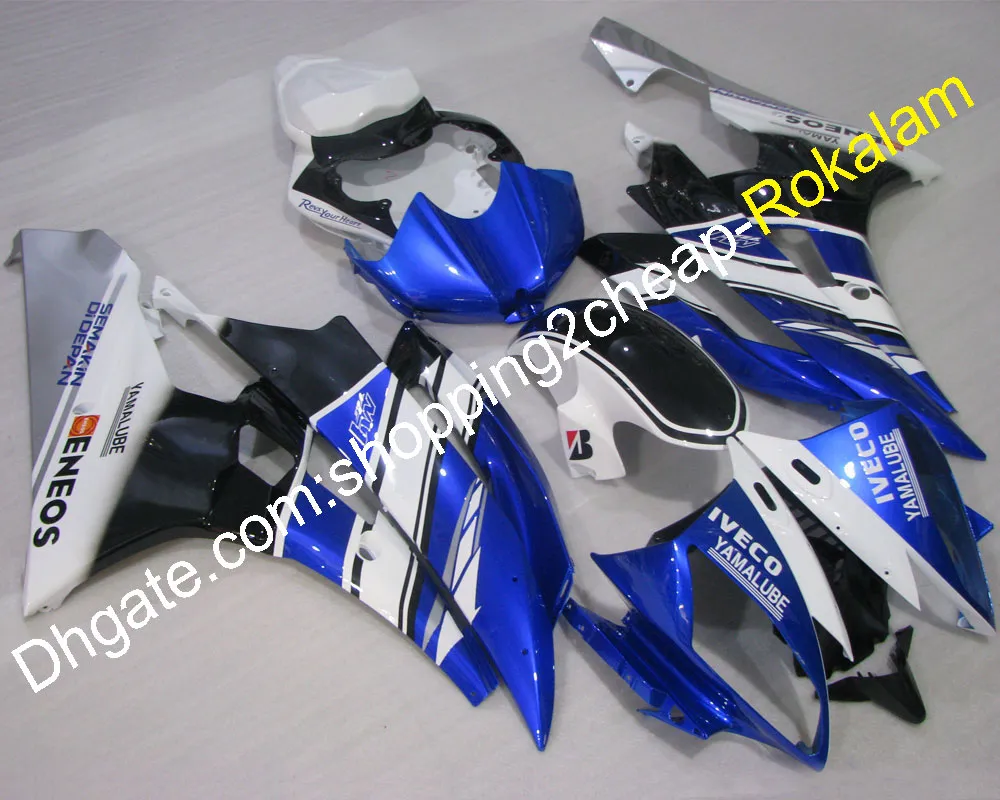 YZF600 R6 06 07 ABS Blue Black White Fairing för Yamaha YZF-R6 2006 2007 Race Motorcykel Fairings (formsprutning)