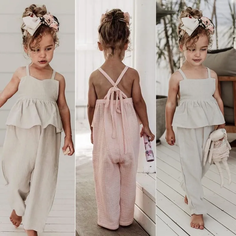Buy OPAWO Baby Girl Jumpsuit Backless Harem Pants Strap Toddler Romper  Spaghetti Summer Outfits for Girls Kid 6M-4T, Beige, 2-3T at Amazon.in