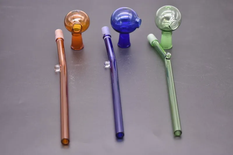 colorful 14cm Curved Glass Oil burners pipe newest design 10mm female dome with Glass oil tube pipe Water Pipes