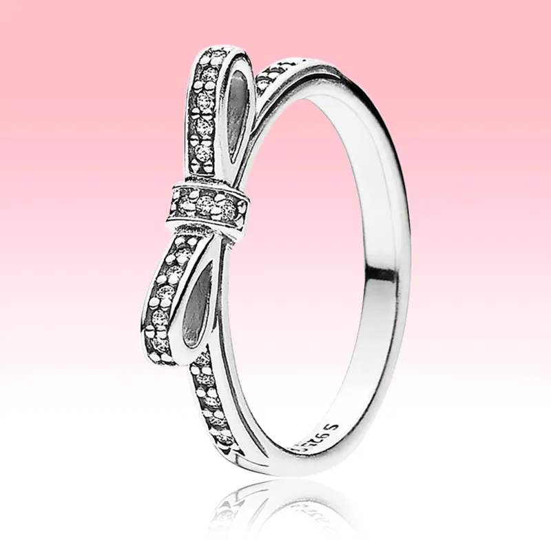 Klassieke Bow Ring Full Crystal Mooie Party Sieraden voor Pandora 925 Sterling Zilveren ringen Set met originele doos voor vrouwen meisjes