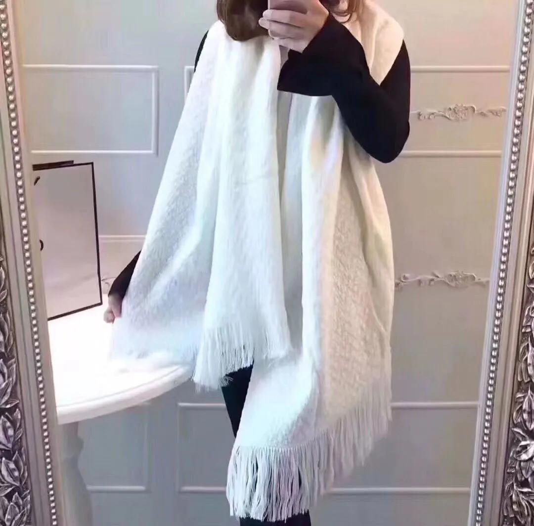 180*70cm Lovely Classic Luxury Designer Scarf Winter Warm Oversized Scarves Winter Scarves with Tassels Shawl Black White