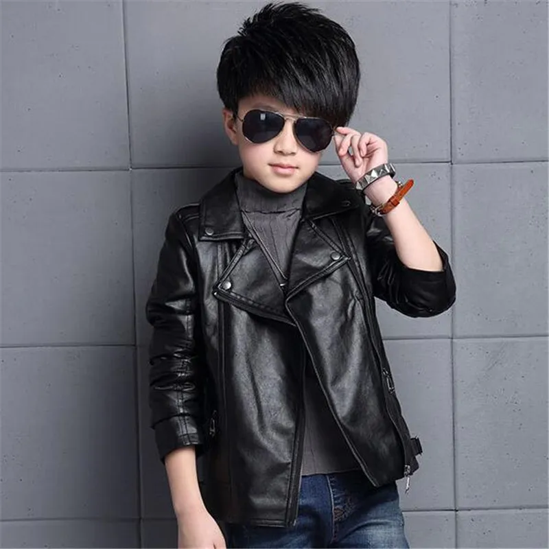 Hot Selling 2020 New Boys Pu Leather Jackets 3-13 Year Old Leather Coat Girls Jacket Fashion Cool Motorcycle Clothing Unisex Children Jacket