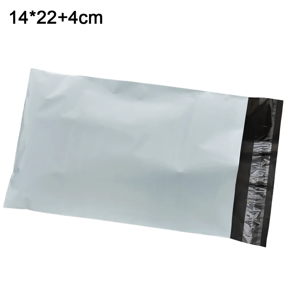 14 * 22 + 4cm expresso saco de remessa de malotagem malotas de embalagem branca pacote de mercearia opaca Mailing envelope sacos 100 pcs / lote