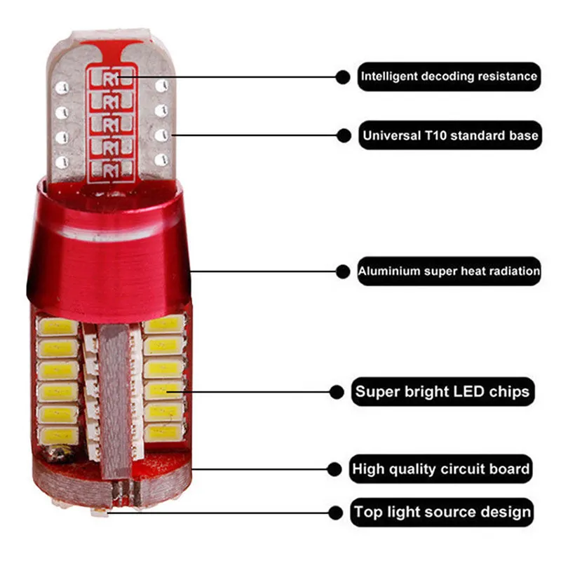 Gorąca Sprzedaż 10x T10 501 194 W5W 3014 57SMD LED Light Light Carbs Parking Biały Samochodowy Marker Auto Wedge Lights Lights Bulb Lampy Parkingowe