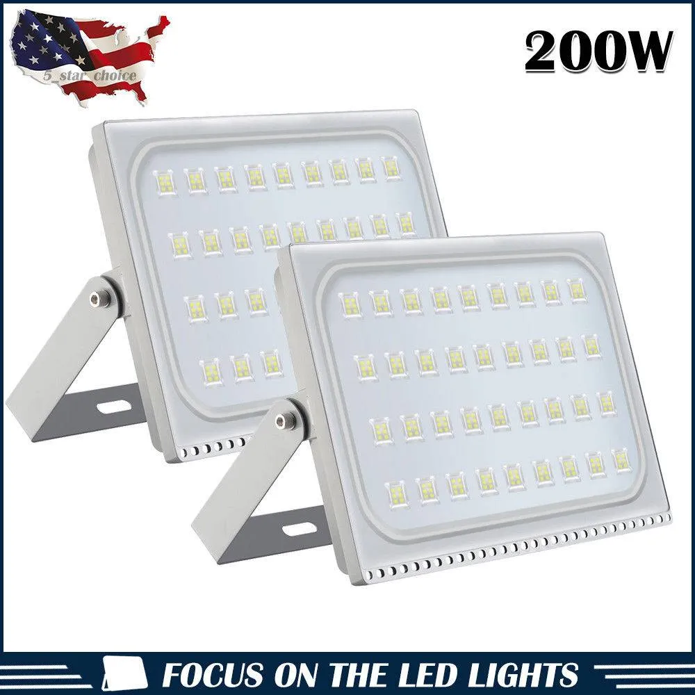 2pcs الأضواء الكاشفة النحيفة الإضاءة المقاومة للماء 200 واط LED LED LED في الهواء الطلق أضواء الأمان في الهواء الطلق 110 فولت أبيض بارد