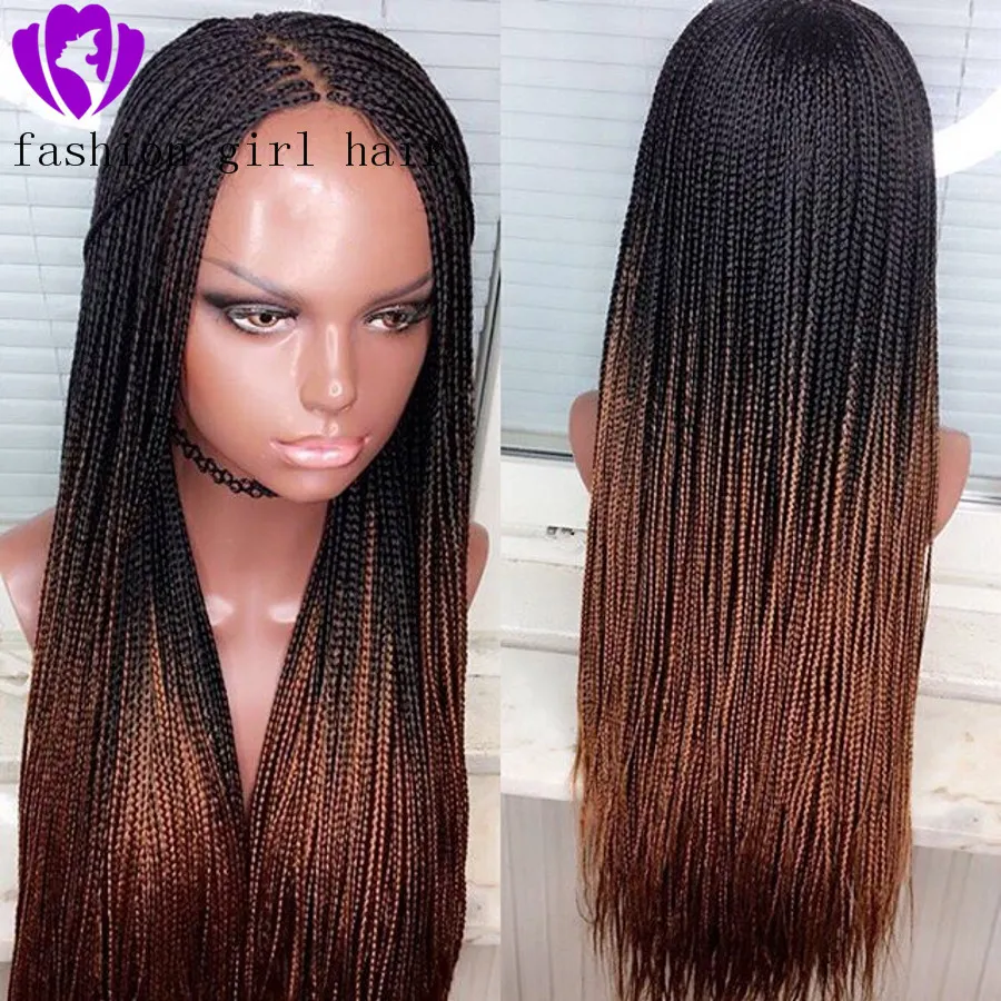 Long Ombre Brown Braiding Hair Synthetic Lace Front Wig Two Tone Dark Brown  Box Braids Wigs For Black Women Glueless Lace Wig From Newfantasyhair,  $41.06