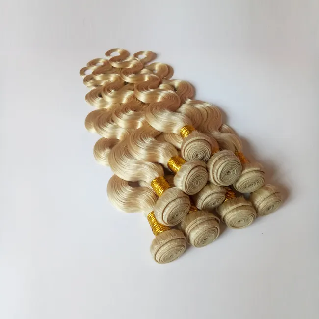 Unverarbeitete malaysische remy haare # 613 blonde menschliche haare webart body wave heißer verkauf brasilianer vrigin menschliches haar 3 4 5bundles Kein Abwurf