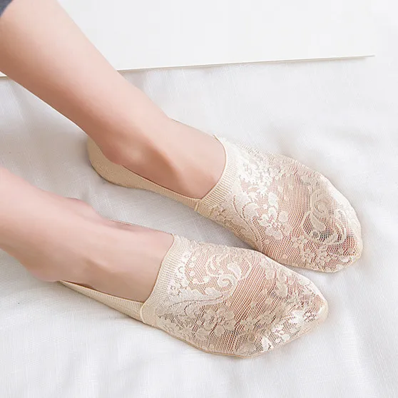 new sale 2 pieces = 1 pairs Spring summer female socks Silk lace thin socks slipper women Breathable qualtiy