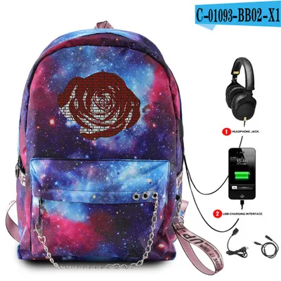 Mens Juice Wrld Backpack Fashion Starry Sky Backpack USB