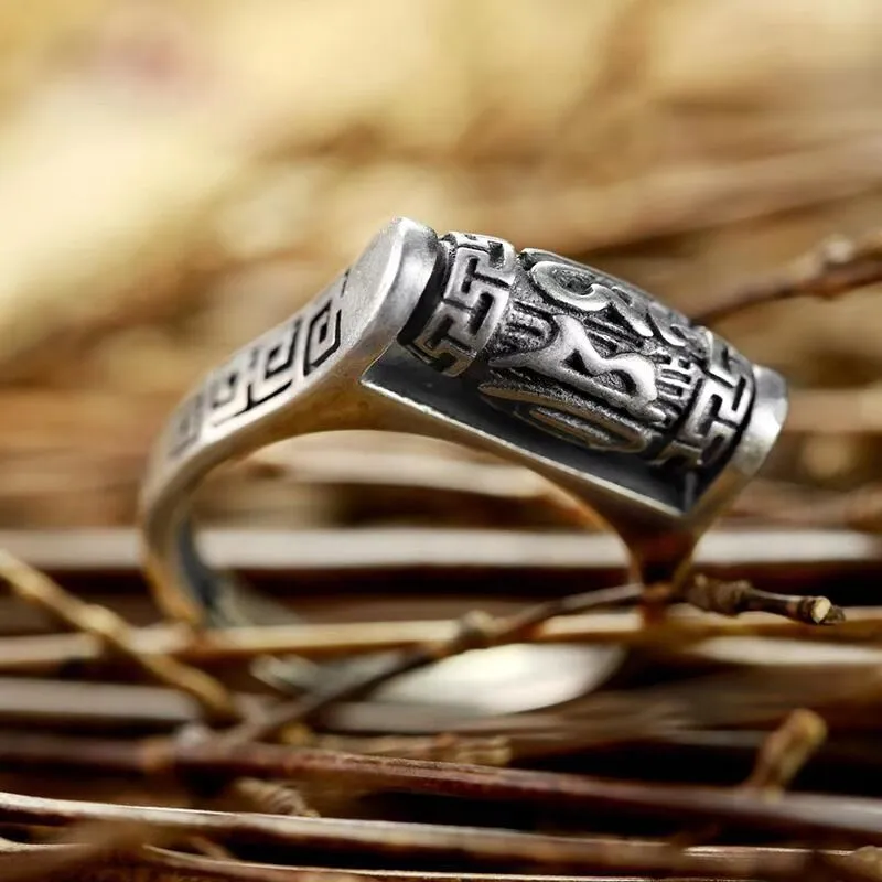 100% 925 Silver Buddhist Klachakra Ring Solid Sterling Tibetan Klachakra  Symbol Ring Man Ring Good Luck Symbol - AliExpress