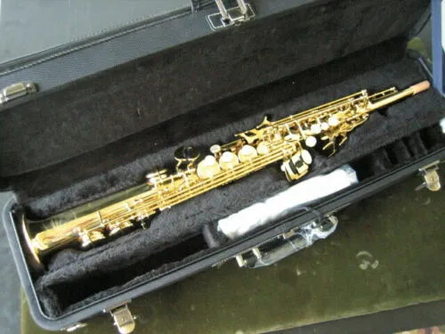 Sopran Saxofon Yanagisawa SW01 Modell guldlack Straight B Flat saxofon One-Piste Musical Instruments