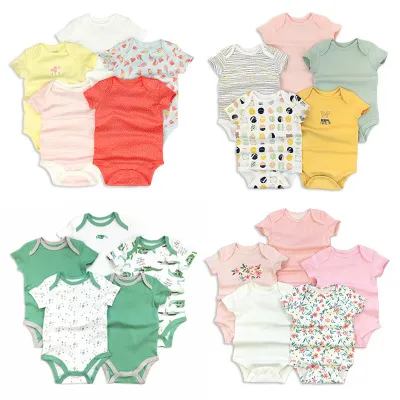 5 pièces/lot bébé barboteuses 2020 manches courtes 100% coton salopette nouveau-né vêtements Roupas de bebe garçons filles combinaison vêtements