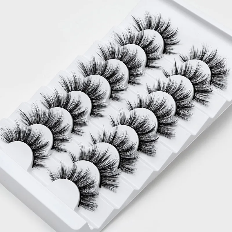 8 paar 5D False Wimper Soft 3D Mink Eyelashes Wispy Long False Washes Natural Makeup Faux Wimper voor Make-up