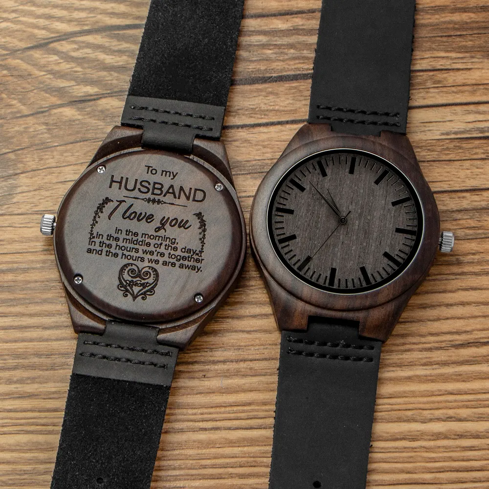 Ebony wood engraved deals watch to my son