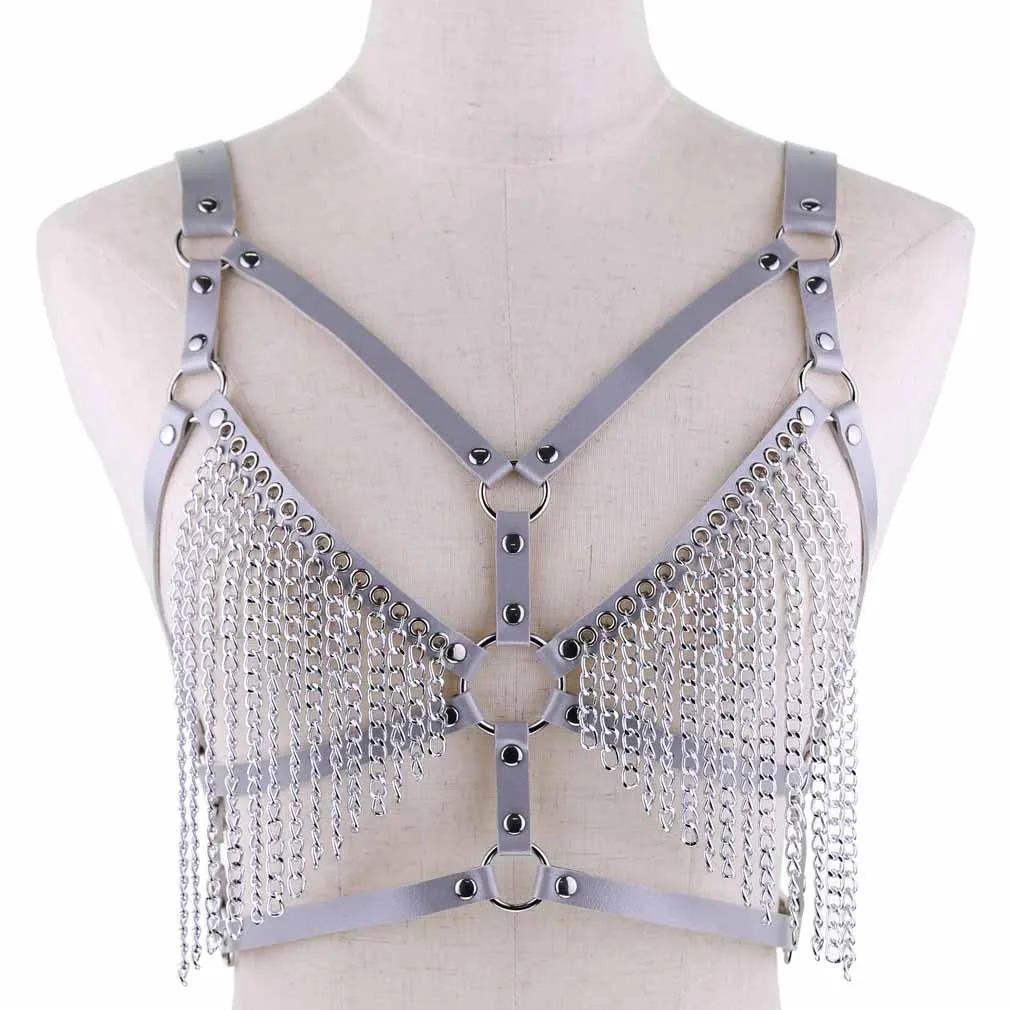 Vintage Silver Chain Crystal Beaded Bra Harness Top – PauméLosAngeles