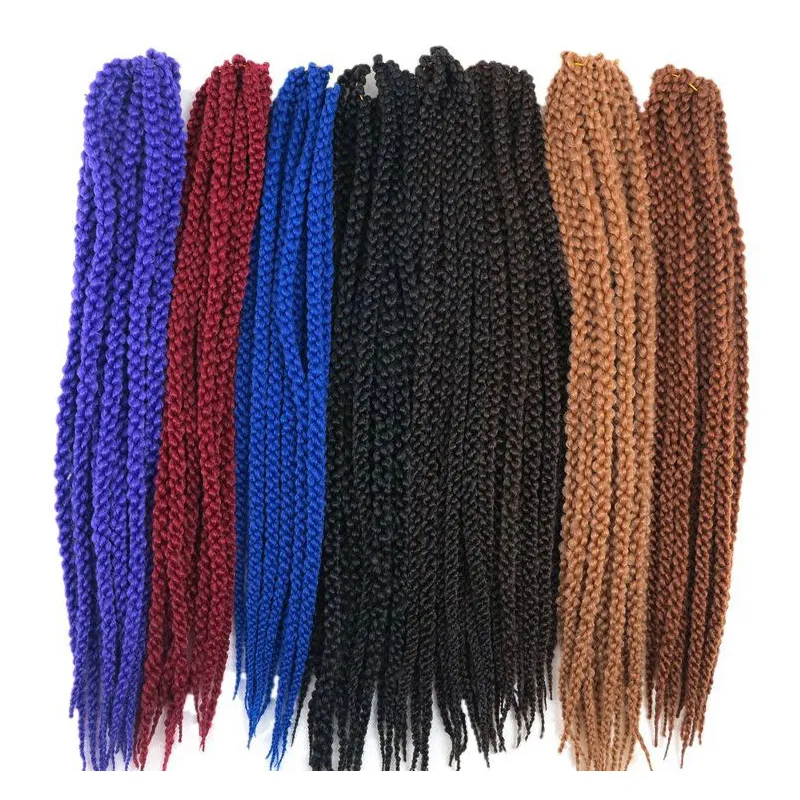 3D Cubic Twist Crochet Trecce Capelli 12 Rots / Pack 22 pollici Fibra a bassa temperatura Estensioni lunghe per capelli sintetici 120g