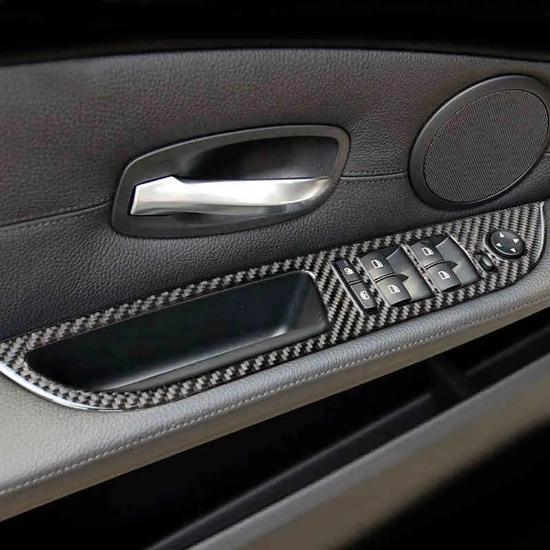 أزرار باب السيارة لوحة ألياف الكربون السيارات الباب ملصقات السلطانية يغطي الملحقات ل bmw 5 series e60 e61 F10 2005-17 سيارة التصميم