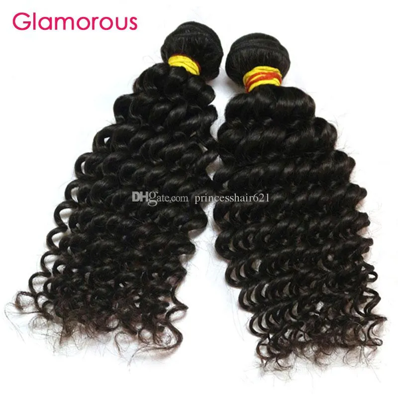 Glamorous Virgem Humano Humano 3 Bundles Misture Comprimento Malaio Indiano Peruano Brasileiro Tece Jerry Curly Hair Extensões para mulheres negras