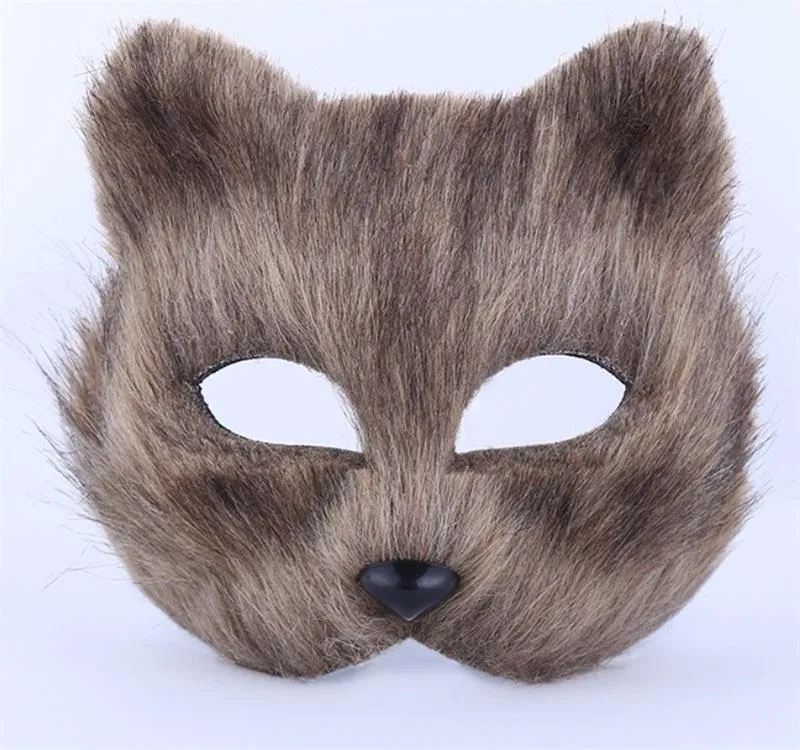 Little Fox Mask Mannen en Vrouwen Half Gezicht Facepiece Halloween Prop Masquerade Versier Dier Speelgoed Plastic Korte Haren 7 8YTC1
