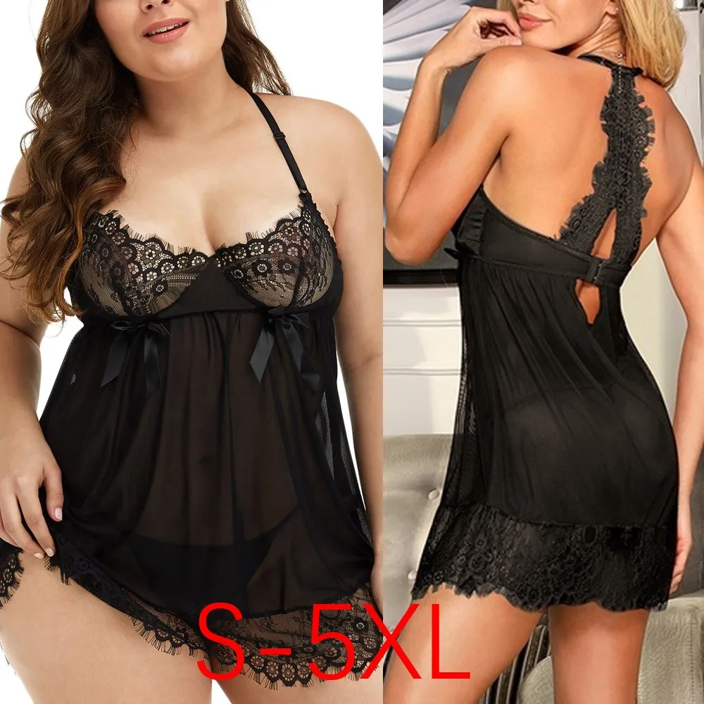 Plus Size Black Lace Lingerie Sleepwear For Women | DHgate