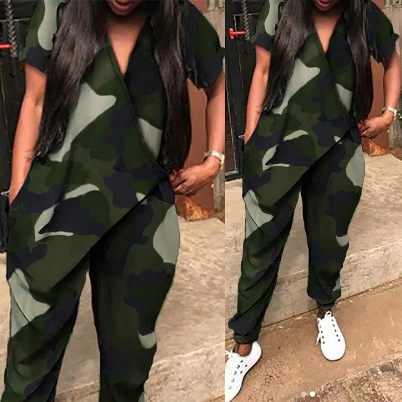 Camouflage Summer Jumpsuits: Women's Harem Pants Overalls, V-Neck Rompers  Shop Now!