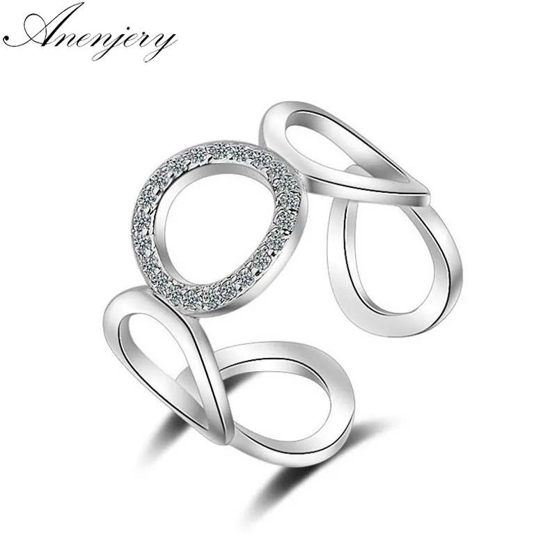 925 Sterling Silver Ring For Women Trendy Fashion Mosaic CZ Zircon Resizable Rings bague femme S-R219