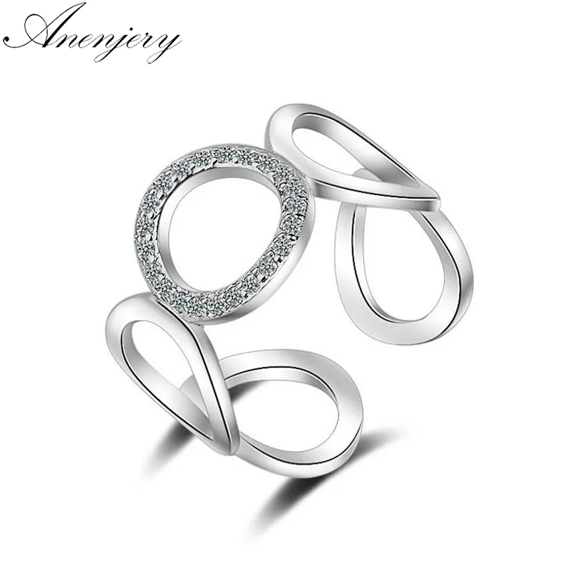 Anello in argento sterling 925 per le donne Moda alla moda Mosaico CZ Zircone Anelli ridimensionabili bague femme S-R219