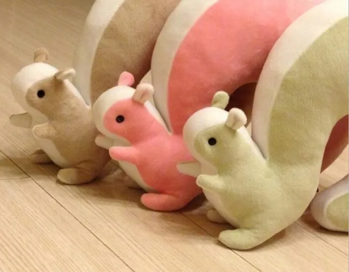 U Shaped Neck Pillow for Travel Soft Cotton Squirrel Plush Massage Support for Car Home 2024