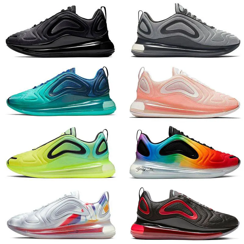 الأزياء وولف غراي  Nike Air Max 720 لدت المدربين الجدد وسائد الرجال الاحذية الثلاثي أسود أبيض البحر غابة كن مصمم صحيح رياضة المرأة أحذية رياضية