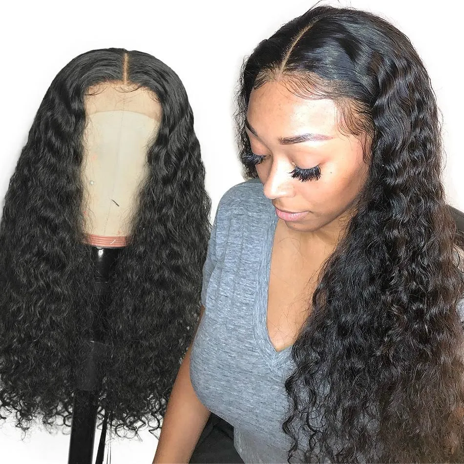 Wave Deep Wig 360 Lace Frontal Brable Breucked بشعر الطفل 180 ٪ كثافة شعر مستعار بشعر بشري مجعد للنساء السوداء 2160