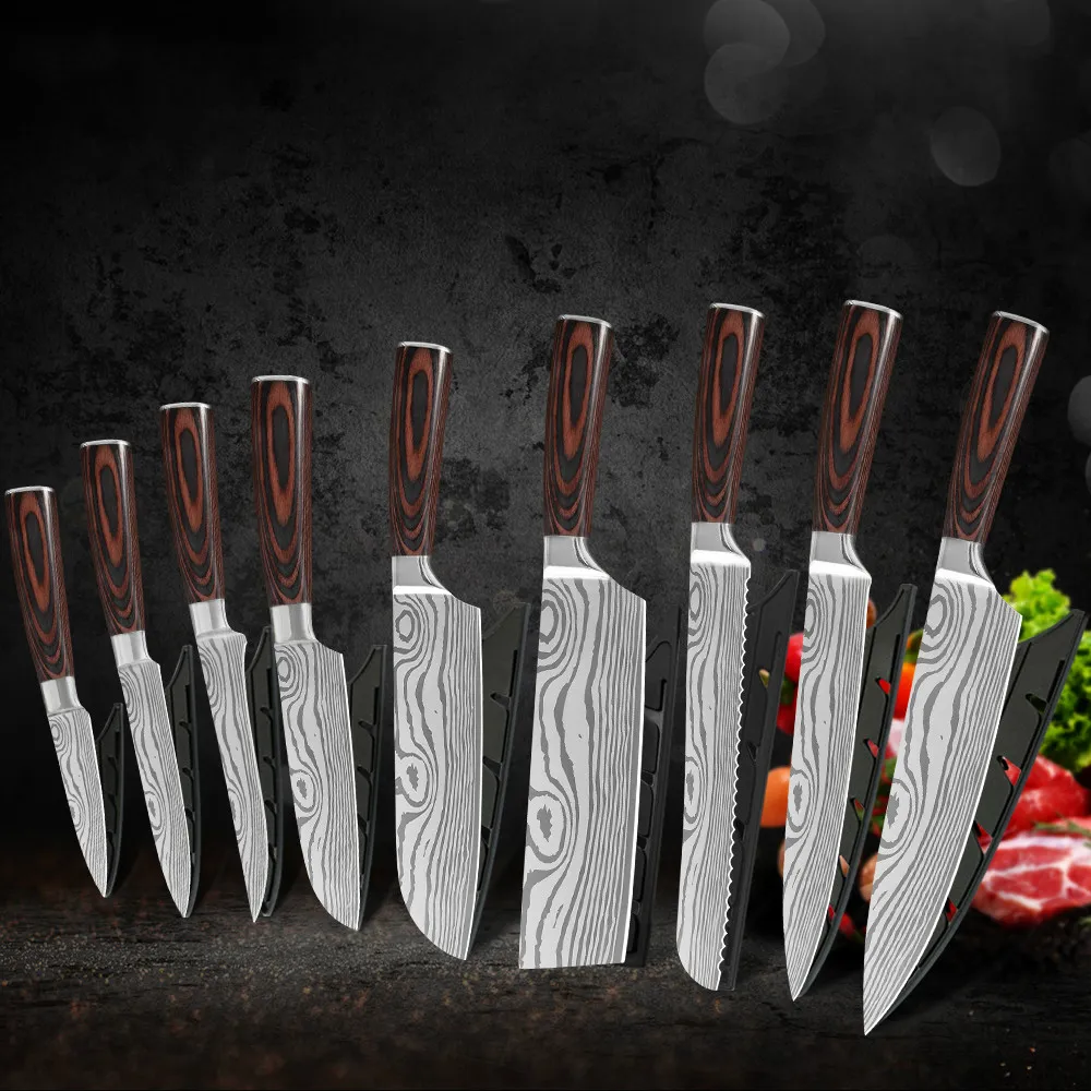 Chef Knife Set Stainless Steel Japanese Damascus Kitchen Knives