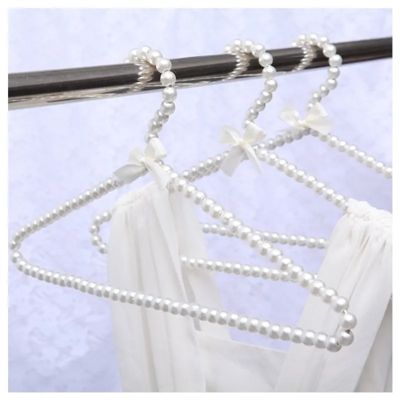 Cintre de luxe en plastique blanc pour adulte, 40cm, en perles, pour pinces à vêtements, pinces à linge de princesse, cintre pour robe de mariée