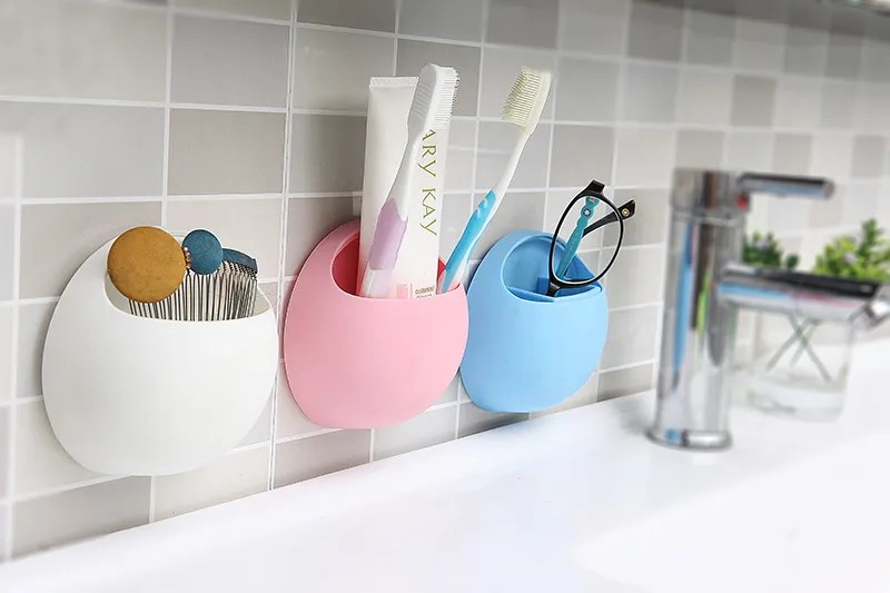 Toothpaste Toothbrush Titular Da Parede Sucção Copo Organizador Cozinha Banheiro Estante de Armazenamento Frete Grátis