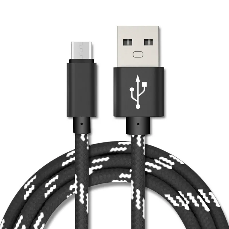 1M 3 ft OD 4.0 2A Izgara Hız Şarj Naylon Örgülü Metal Adatper Veri Sync Mikro USB Tip C kablo 100pcs / lot