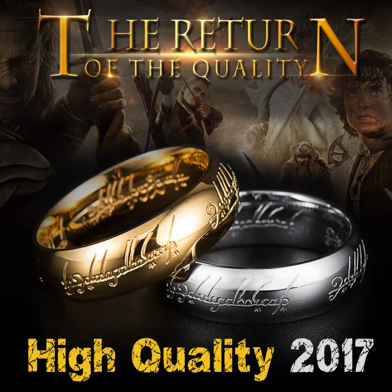Guldfärg Hobbit Present Midi Ring Rostfritt stål One Rings Of Power smycken Lord Ring Kvinnor och Män Hög kvalitet BR-R059