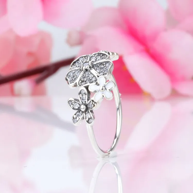 Wholesale-creative ring for Pandora 925 sterling silver CZ diamond glitter bouquet ring ladies fashion items with original box