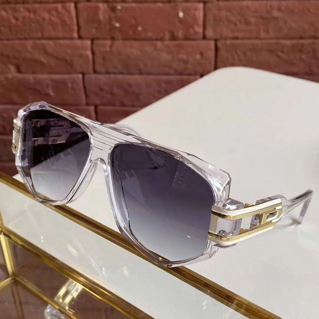 Kryształ Rzadki Vintage Okulary 163 Hip Hop Glasses Okulary Moda Mężczyźni Sunglasses des Lunettes de Soleil UV400 producenta z pudełkiem