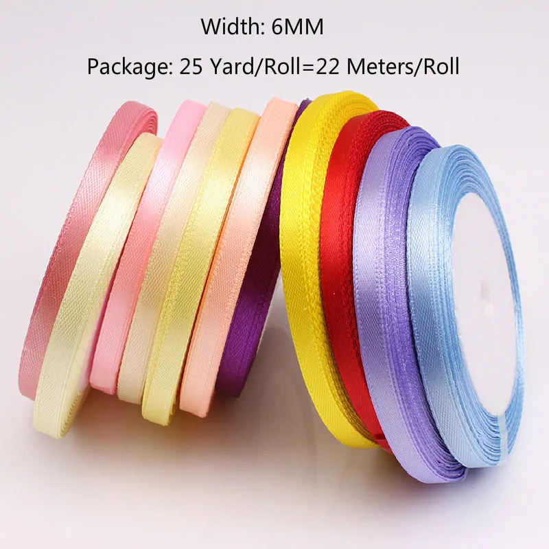 6mm 10mm 15mm 20mm 25mm 38mm 50mm Bianco Rosa Nero Rosso Verde Blu Viola Giallo Marrone Natale Decorazione di nozze Nastri di raso