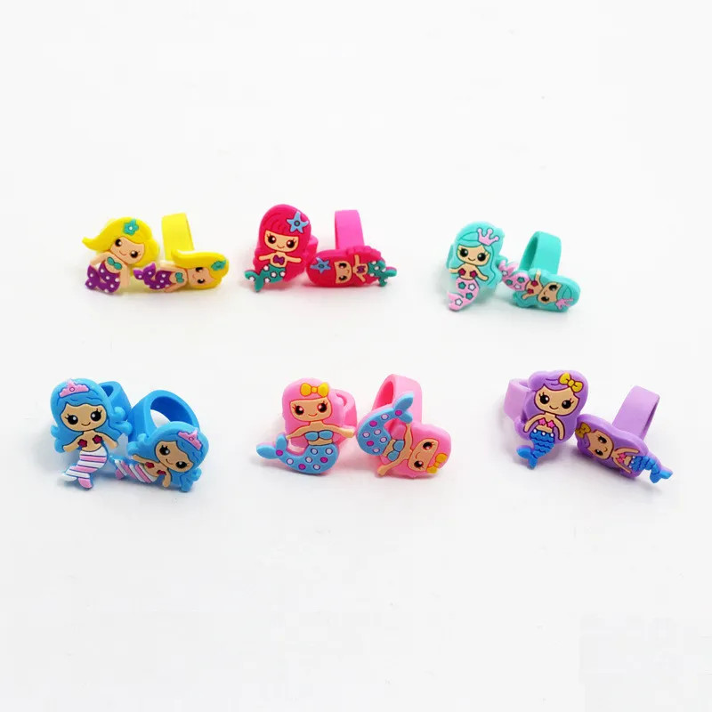 Mermaid Ring Kids Baby Cartoon Syrenca Pinting Pink Pierdzie Dziecko Przyjęcie urodzinowe Favors dostarcza świąteczny prezent urodzinowy