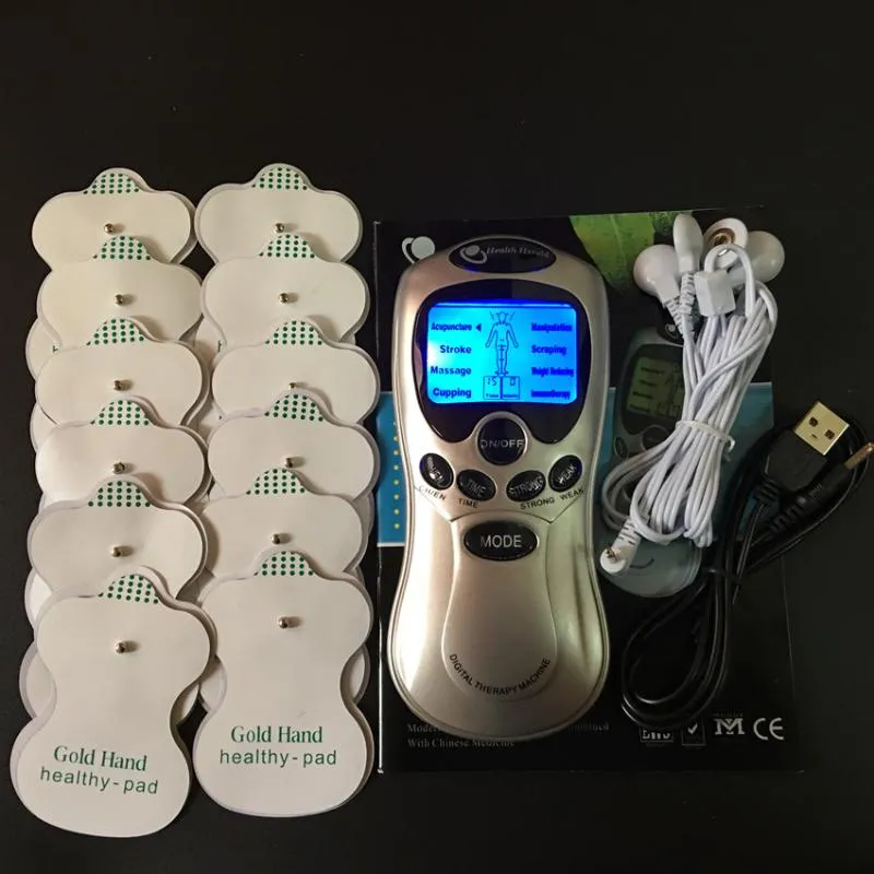 Hälso- och sjukvård Elektrisk Tens Acupuncture Full Body Massager Digital Therapy Machine 12 Pads For Back Neck Foot Amy Ben Freeshipping