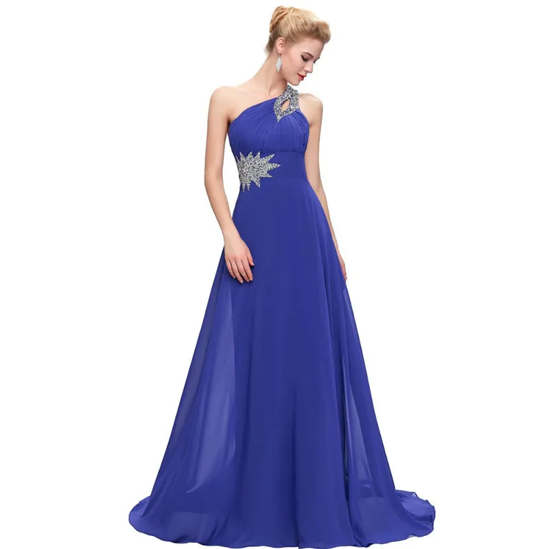 Beaded One-Shoulder Chiffon Bridesmaid Dress Purple Blue Burgundy  Floor-Length from Dhgate Bridesmaid Dress - price 58.8