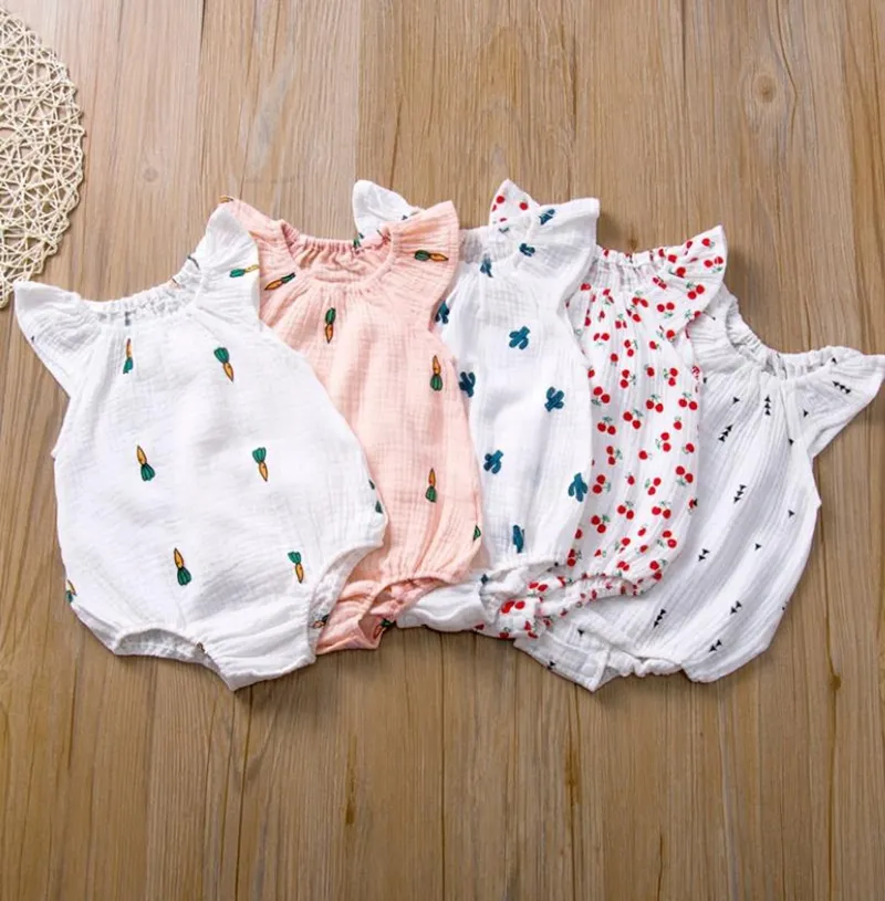 INS Baby Girl Clothes рябить малыш комбинезон мультфильм новорожденных девочек комбинезоны без рукавов новорожденных Playsuit бутик Детская одежда DW5233